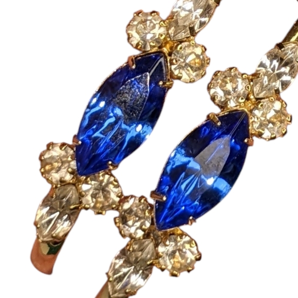 Gorgeous Golden Rhinestone Crystal Earrings Absolutely Beautiful Jewelry Piece - Picture 1 of 10